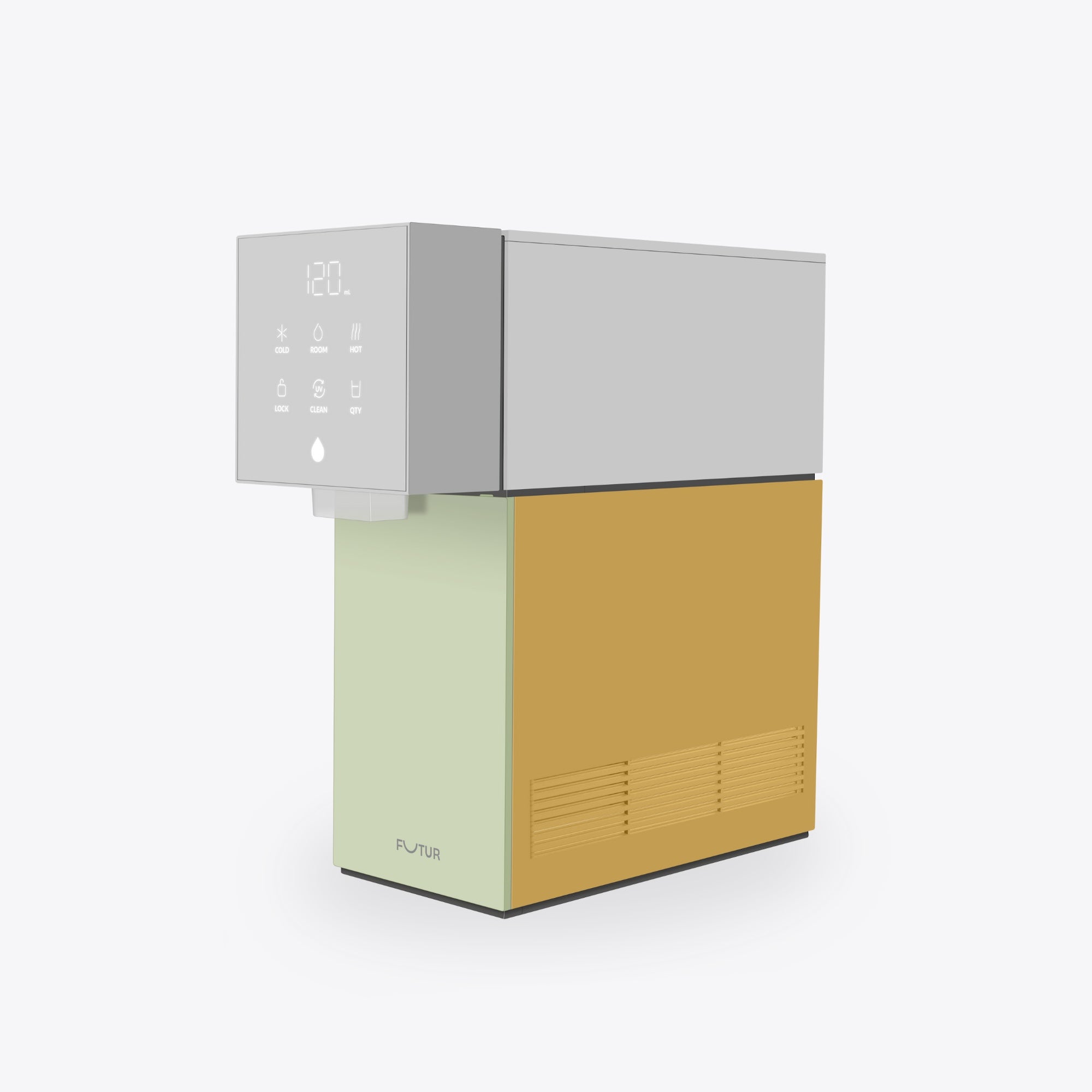 LUMIPURE Water Purifier in Sage Green and Sunshine Yellow